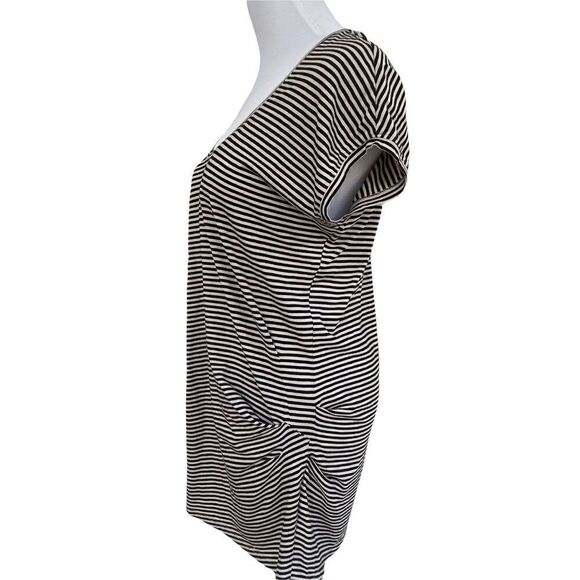 Vince Navy/ White Striped Modal Blend Longline Top S - Picture 2 of 6